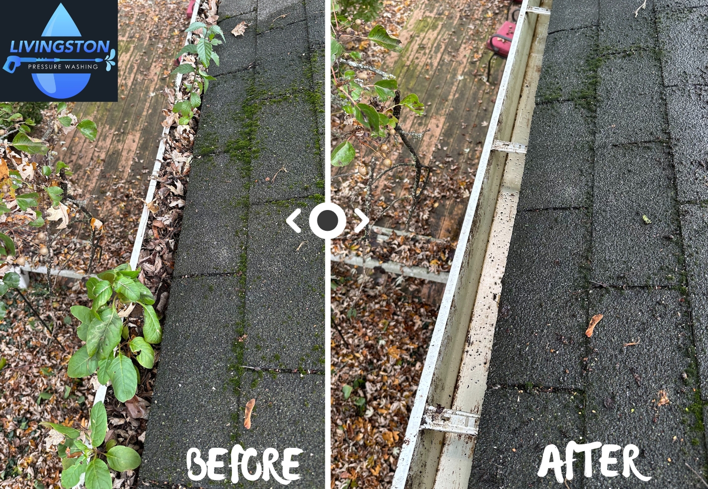 before and after gutter cleaning - LPW