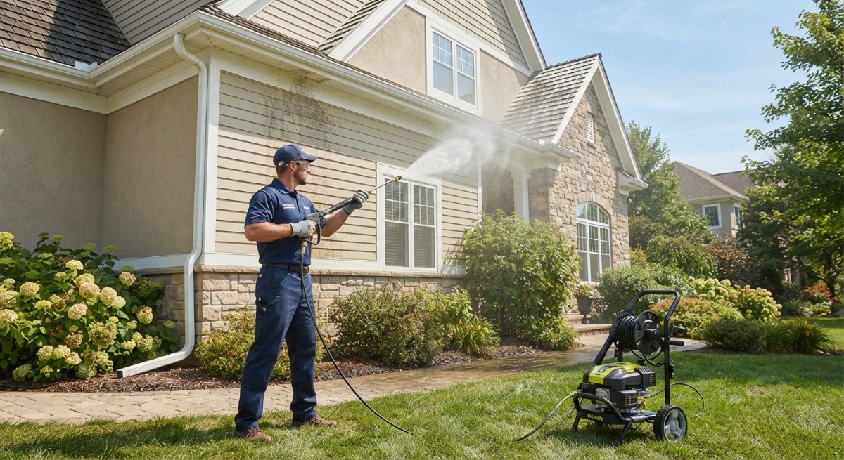 Clean house siding after pressure washing service in Livingston County