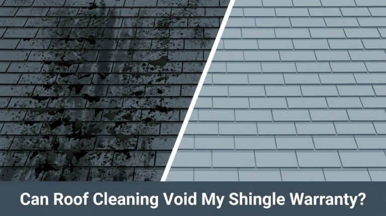 Can roof cleaning void my shingle warranty? Black algae streaks on a shaded roof in Howell, Michigan