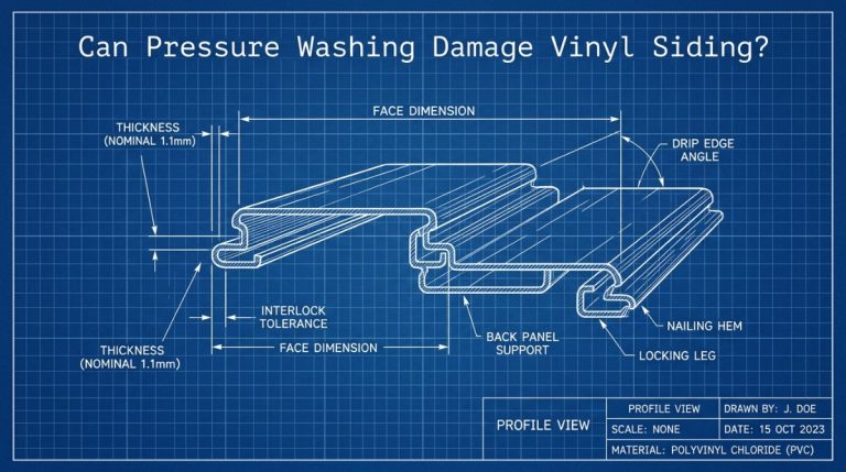 Can pressure washing damage vinyl siding? Diagram showing the correct spray angle for vinyl siding