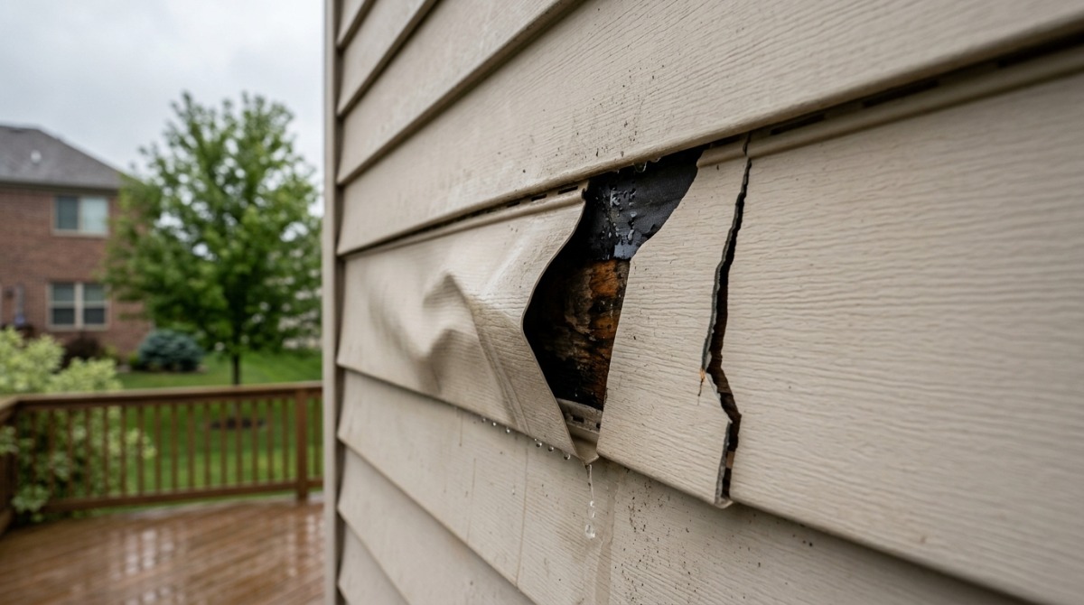 Vinyl siding cleaned with a low-pressure soft washing method